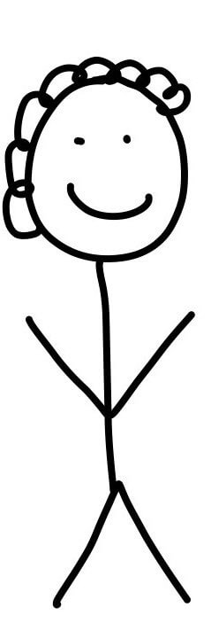 A stick figure smiling